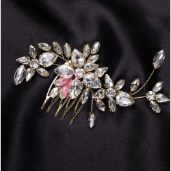 Accesoriu modern pentru decor par CA014GG Auriu cu pini si cristale deosebite